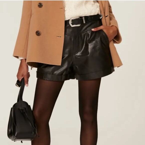 Ba&sh Leandro Leather shorts brown sz 6 - Picture 1 of 13